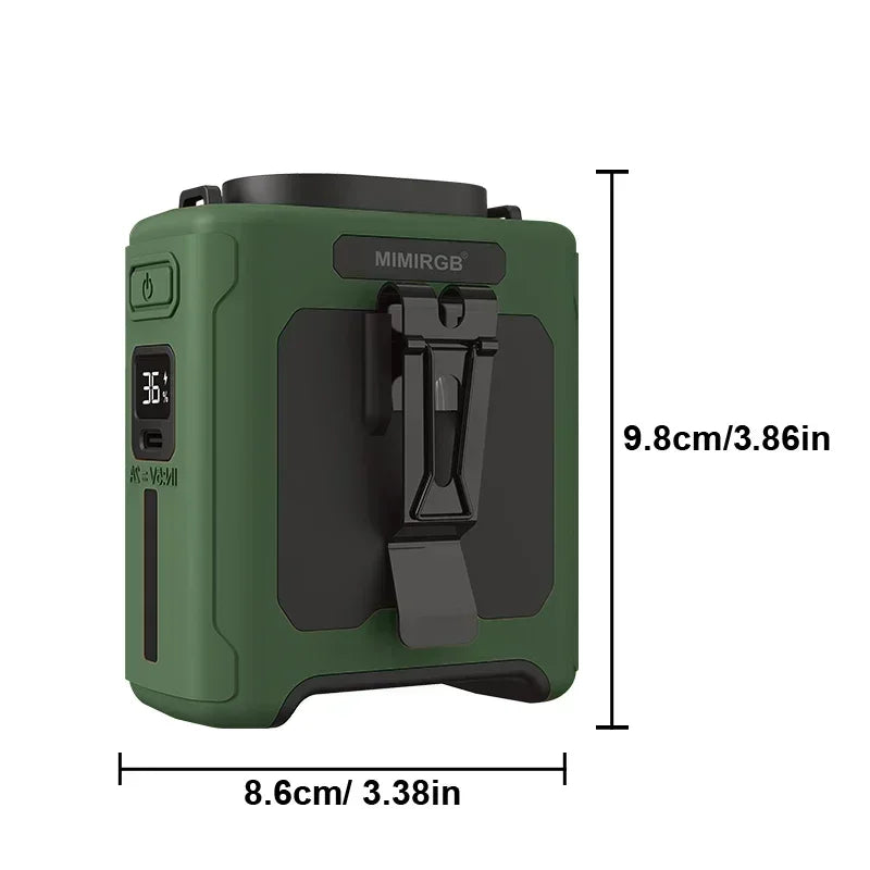 Ventilator portabil de talie 10000mAh cu baterie externă, iluminare LED, ventilator de gât suspendat, ventilator de răcire cu flux de aer puternic cu 5 viteze pentru lucru în aer liber