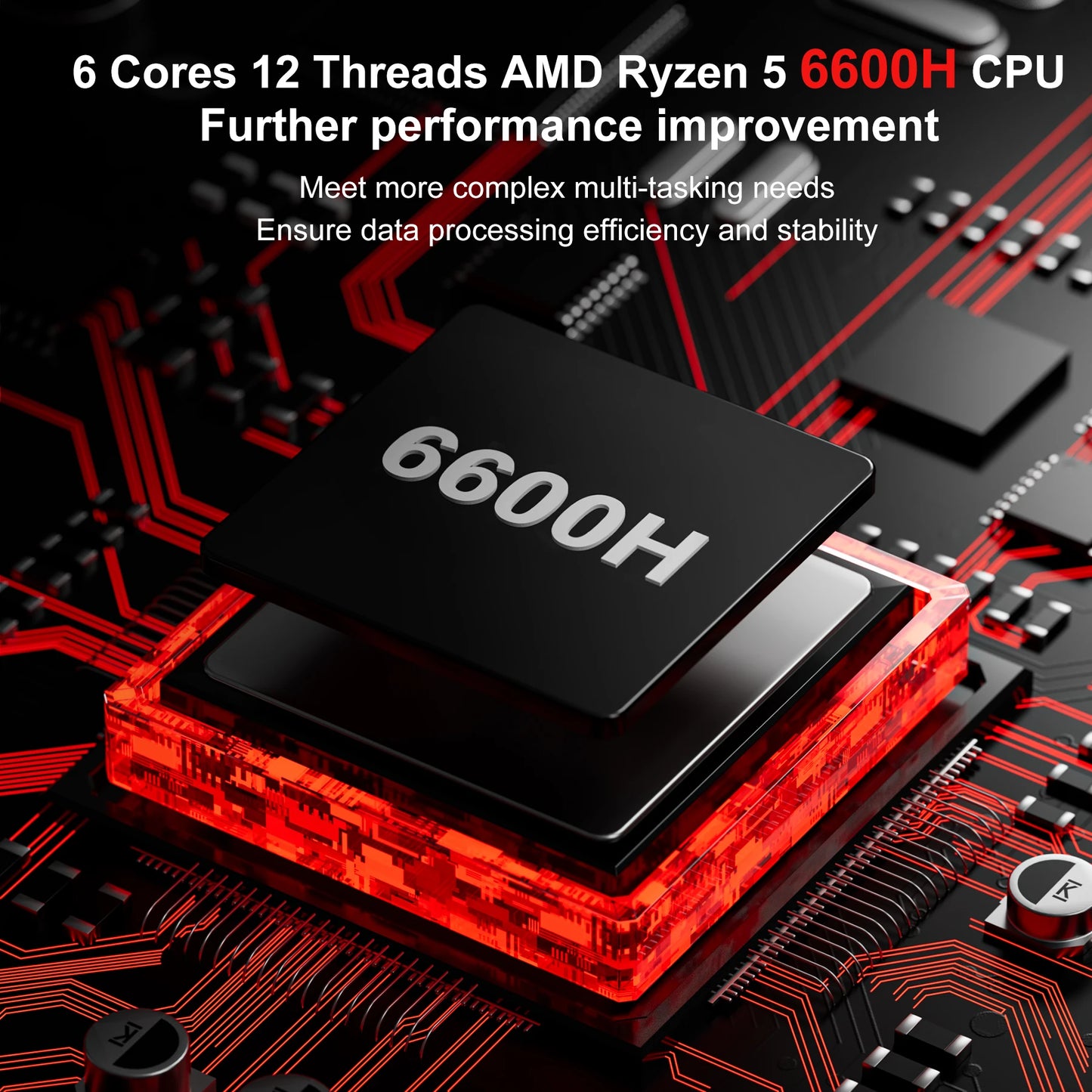 FIREBAT AM02 Mini PC AMD Ryzen 5 6600H - 16GB DDR5 RAM, 512GB SSD, WiFi 6, Bluetooth 5.2