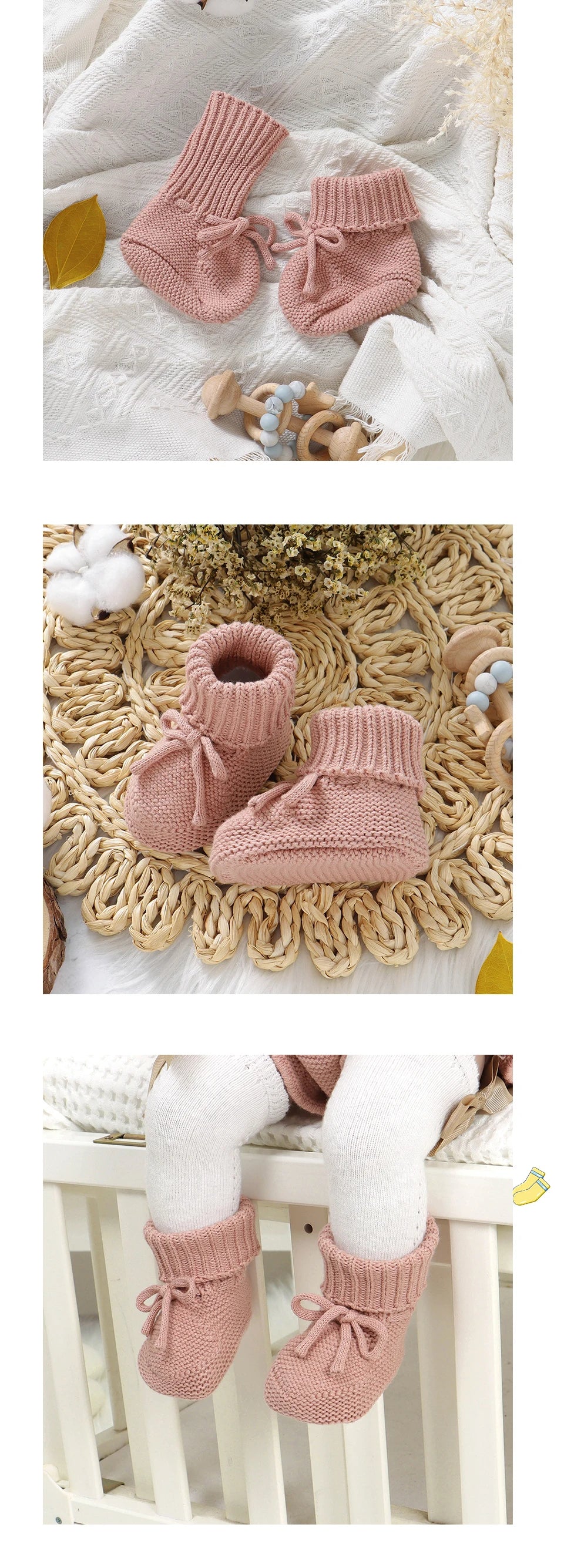 Baby Schuhe 2025 - Gestrickte Neugeborenen Boots Jungen Mädchen - Erste Laufschuhe Weiche Sohle 0-18 Monate