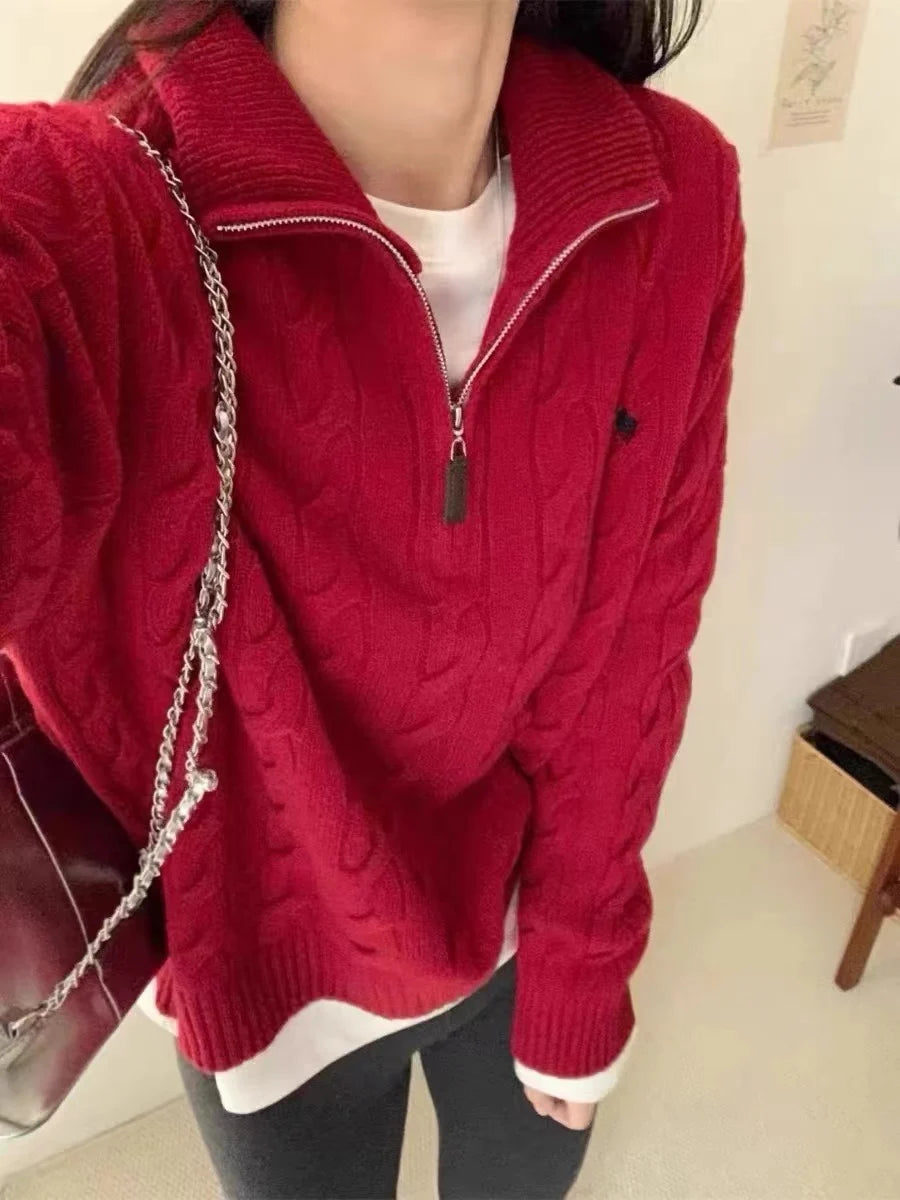 BONNTEECN Cardigan Halfzip Weiches Strickmaterial - Größe M, Reißverschluss, Mittleres Gewicht