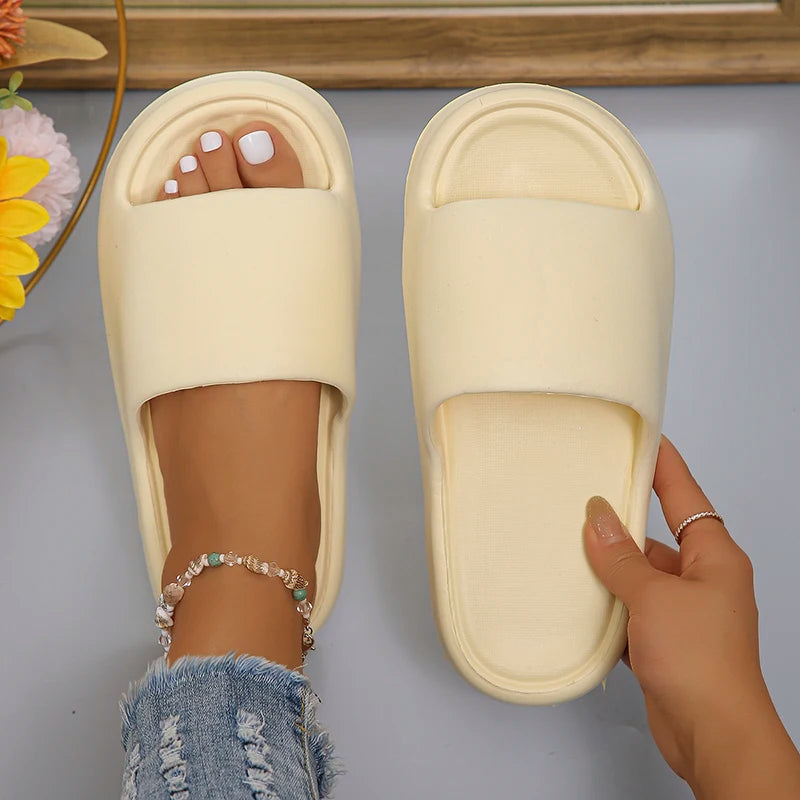 Lucyever 2024 Weich Sohle Eva Hausschuhe für Frauen Leichtgewicht Rutschfest Heim Hausschuhe Frau Sommer Dick Plattform Strand Flip Flops