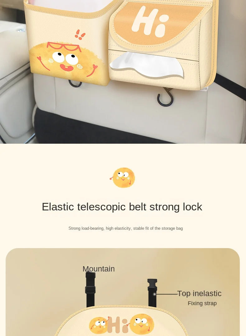 Car Storage Hanging Bag for Car Interior Multi-Functional Car Seat Back Organizer Rear Seat Tissue Box Trash Can Storage Box