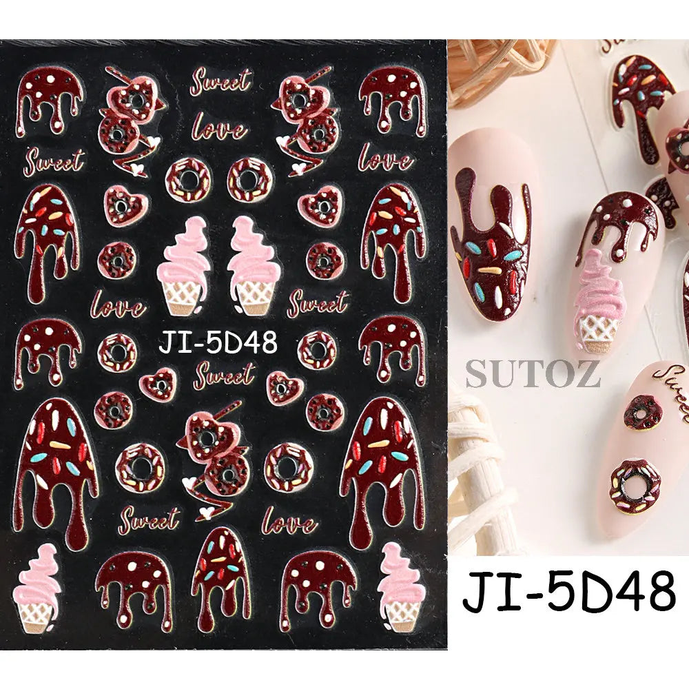 GL5D-K256 5D Sonnenblumen Nagelsticker - Herbstdesign Prägung