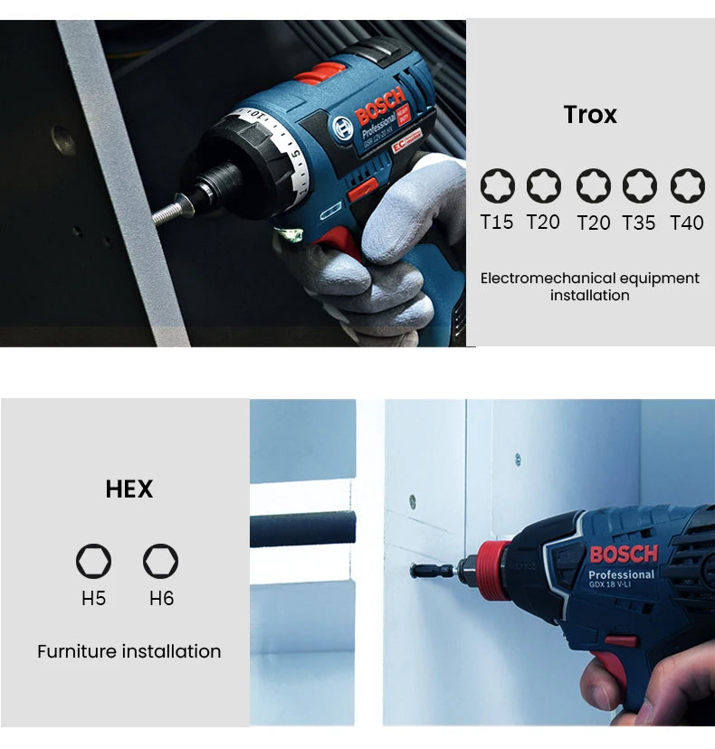 Bosch Resistant Impact Bits for Screwdriver Drill Accessories S2 Steel Metal Drills Bit Set for Bosch GDR/GDX Series Power Tools