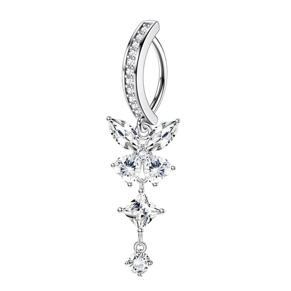 Inel pentru buric cu zirconiu fluture Choice - cupru 12 mm