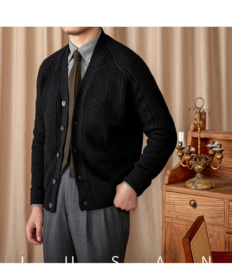 Heritage Vintage Wollcardigan V-Ausschnitt - Slim, Warm LXL