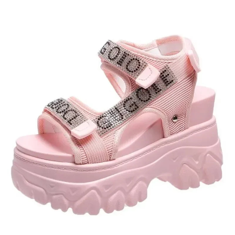 Elegant Female Shoes 2025 Summer Luxury Women Sandals Thick Sole Cake Shoes With Elevated Slope Heels Roman Shoes Woman Sneakers