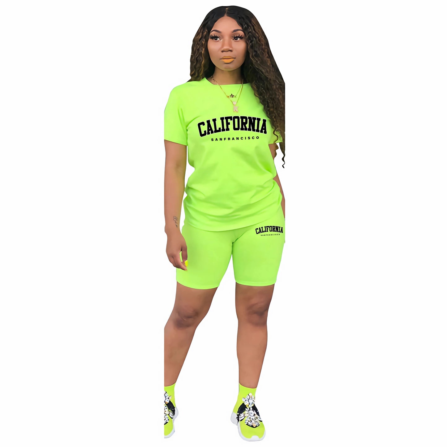 Damen Sommer Trainingsanzug Print T-Shirt+Shorts 2 Teilig Sets Mode Sportbekleidung Kleidung Luxus Casual Jogging Kurze Ärmel Anzug