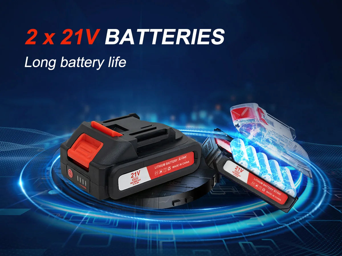 OUTIGO Kabellose Elektrische Gartenschere - 25mm 2x1500mAh mit 2x 21V Akkus für Obstbäume und Weinberge
