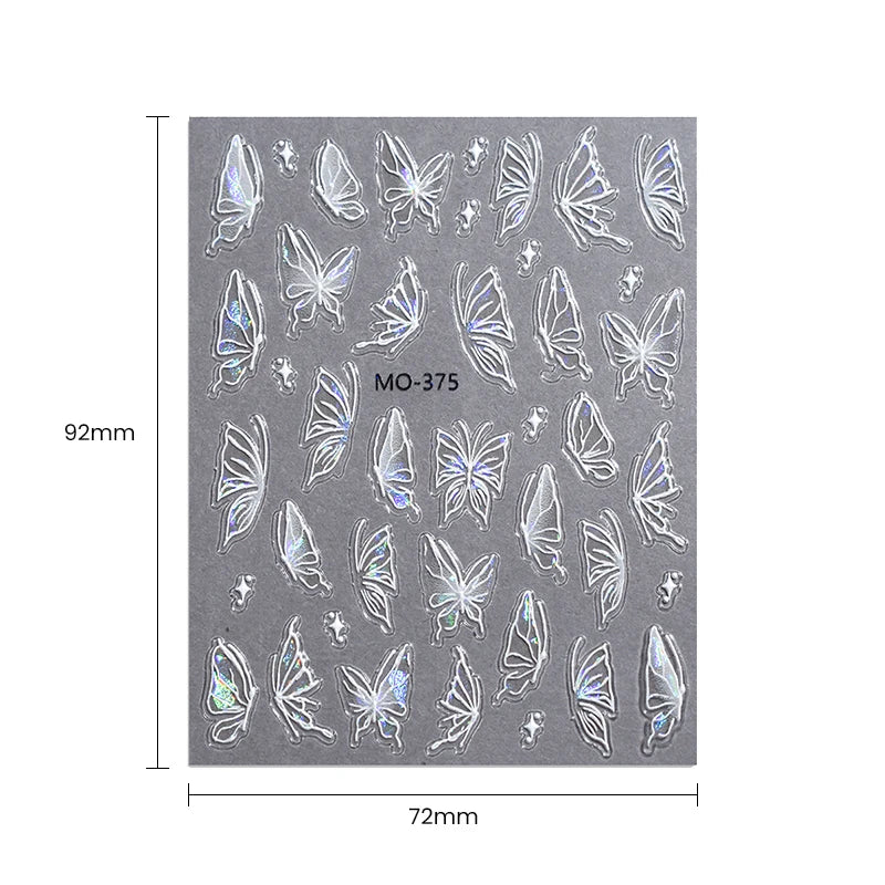 Super strălucitoare 3D fluture unghii autocolante Aurorae Shell fluture unghii elegante farmece autoadezive glisoare pentru manichiură decalcomanii