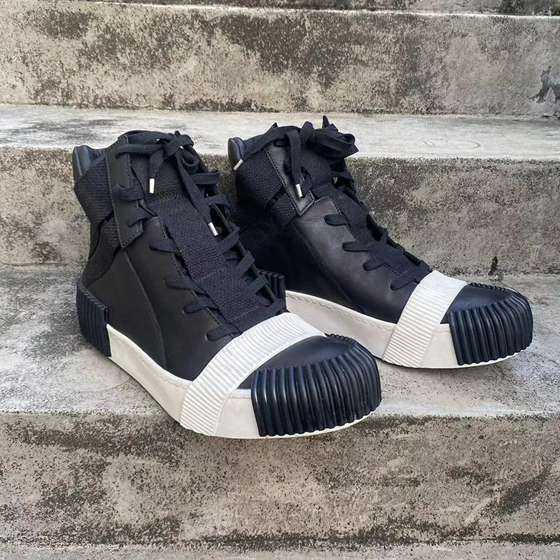 Ghete Black Street Original Design Goodyear Patchwork - Parte superioară din piele, talpă din cauciuc, mărimi 40–46