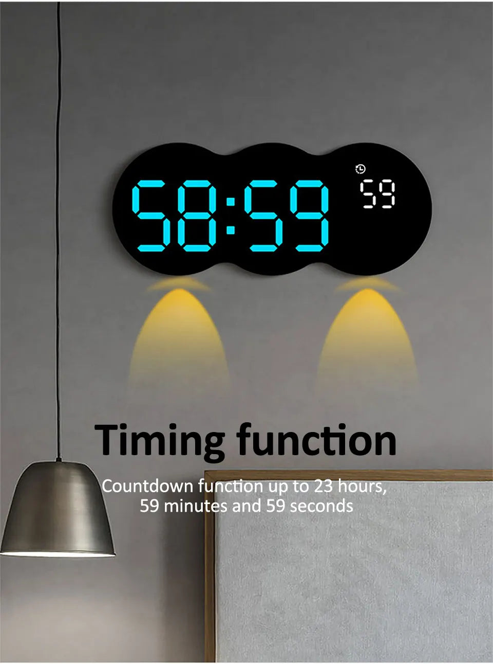 Wanduhr 2025: Large Digital Wall Clock with Ambient Light Remote Control - Temp Week Display 12/24H 2-Alarms Brightness Adjustable LED Clocks Collection