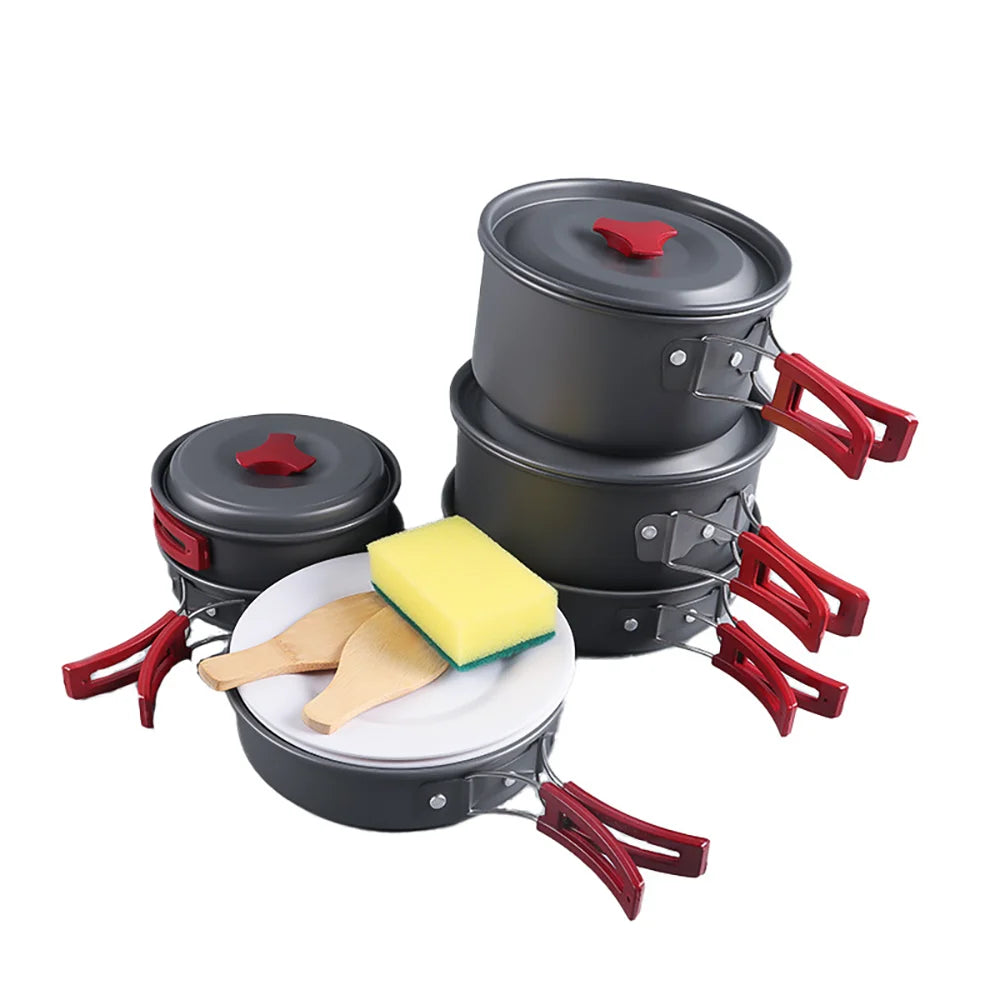 Outdoor camping cookware folding outdoor non stick pot boiling water outdoor set pot portable camping cookware tableware