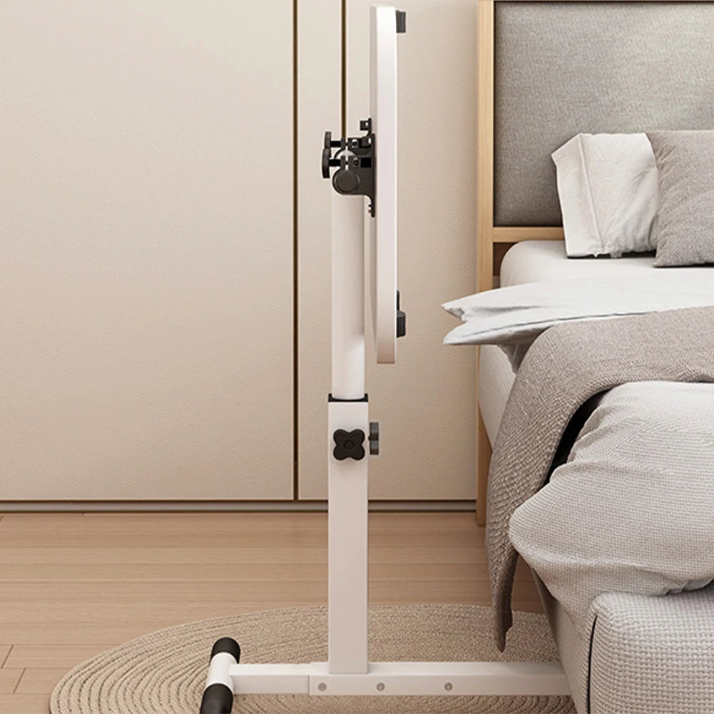 Overbed Table Adjustable Height Over The Bed Hospital Bedside Table w/ Tilting Desktop&Wheels, Rolling Standing Laptop Desk