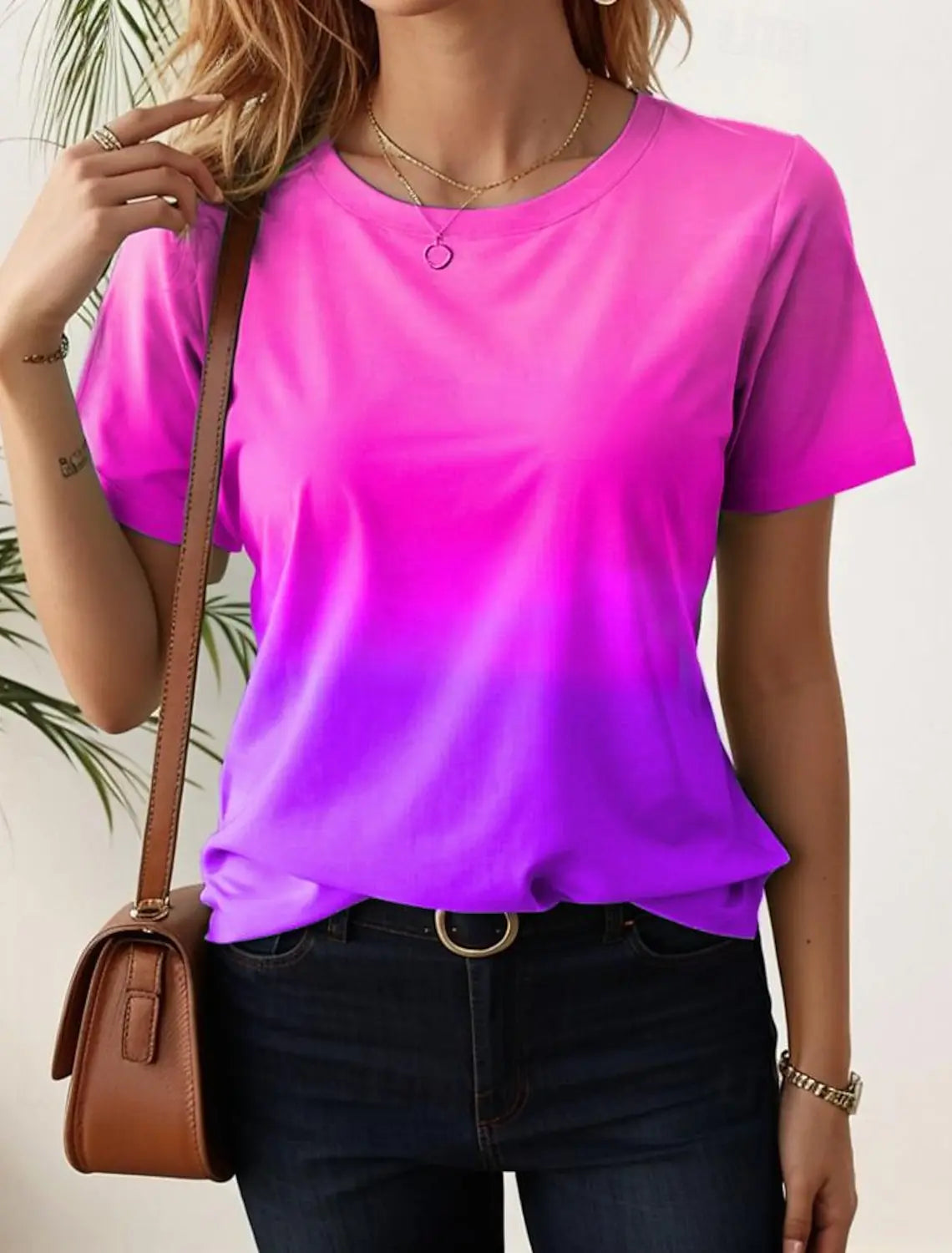Women's T-Shirts For Women 3d Gradient Print Tees Casual Street Femalewear Summer Oversized T-Shirt Fashion Lady Y2k Clothing