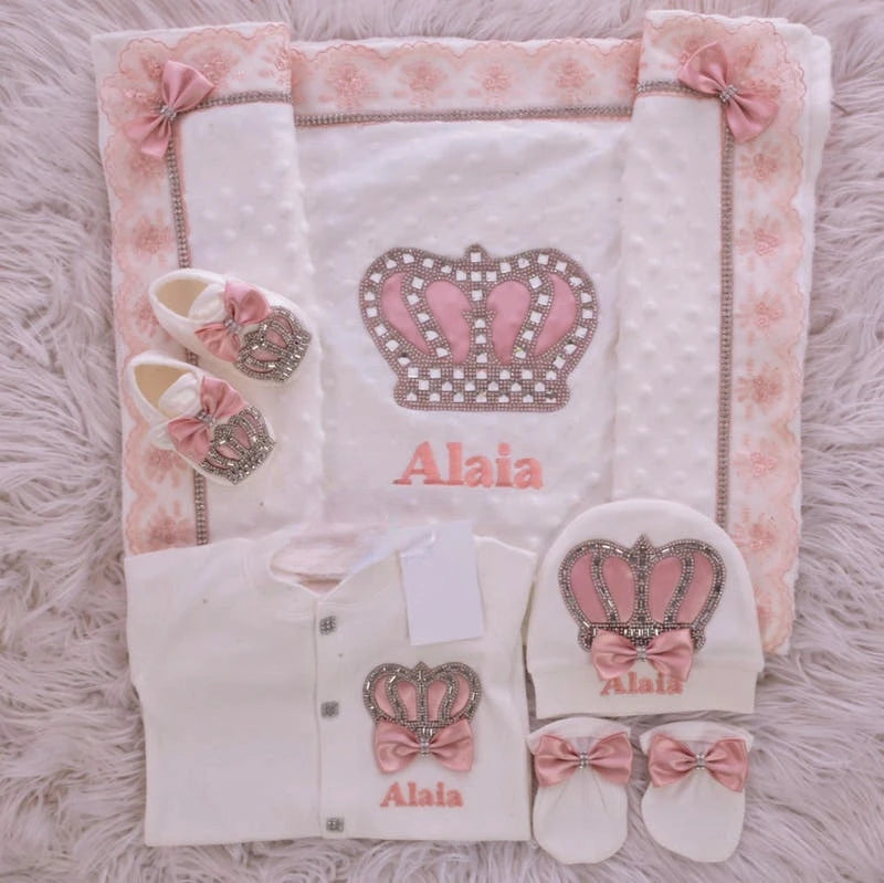 Baby-Outfit-Set 2025: 5-teiliges Spitzen-Baumwoll-Set für Neugeborene - Säuglingspflege-Kollektion