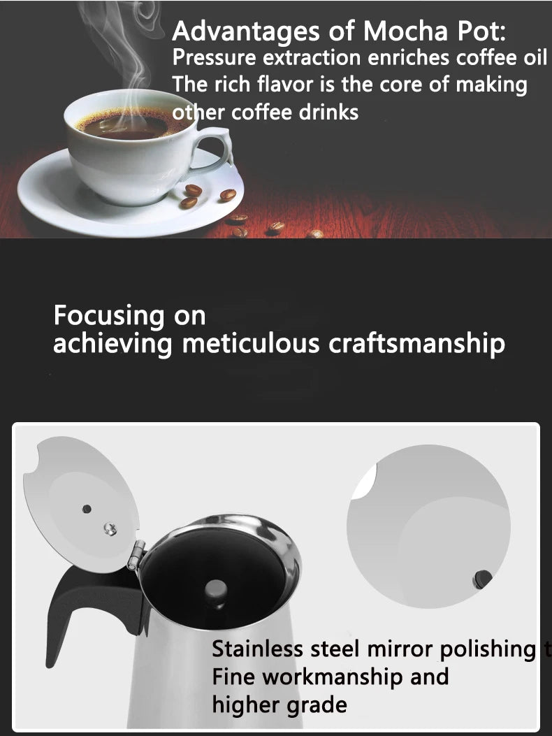 Choice Mokka Maschine Elektrisch - 2/4/6/9 Tassen Edelstahl