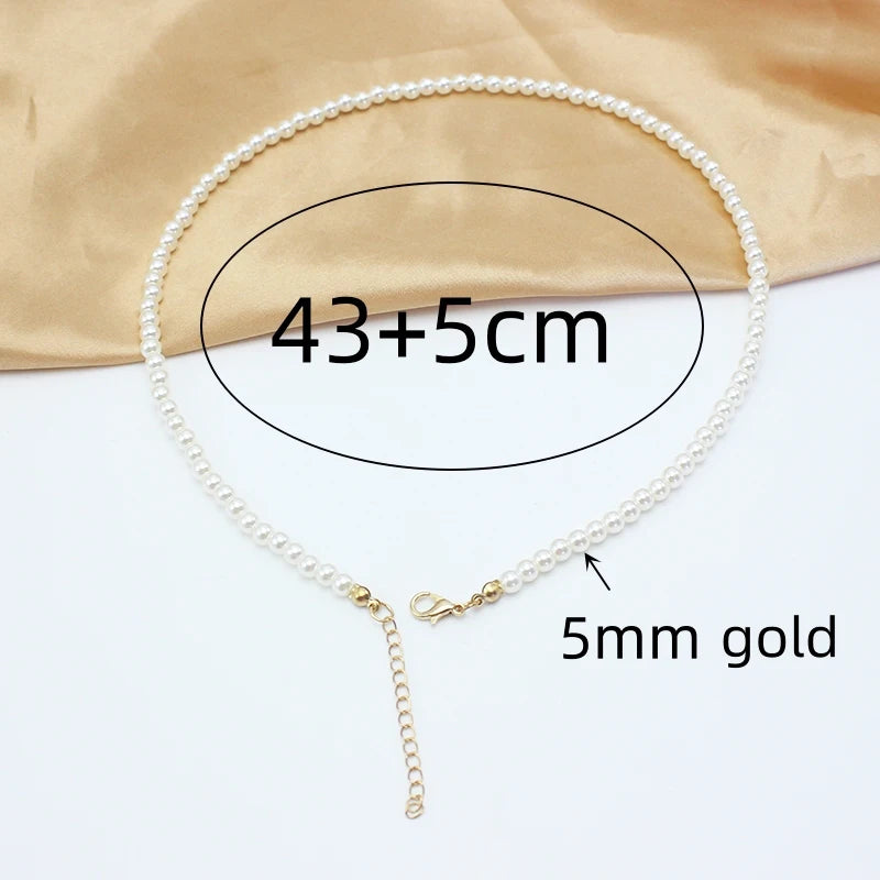 DAIZHEMEI GIFT Perlenkette Mit Anhänger - 42 5cm Beige