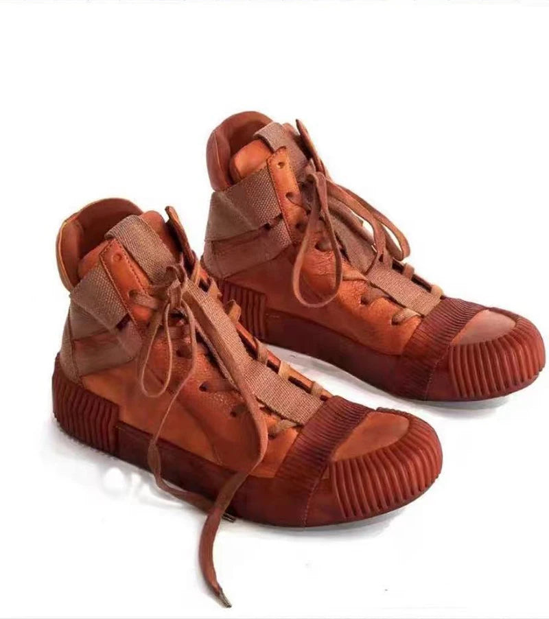 Ghete Black Street Original Design Goodyear Patchwork - Parte superioară din piele, talpă din cauciuc, mărimi 40–46