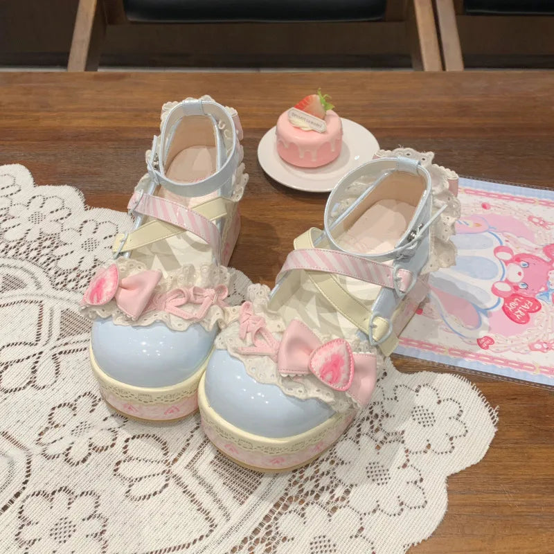 Lolita-Schuhe 2025: Thick-Sole Platform Cross-Strap - Princess Party Collection