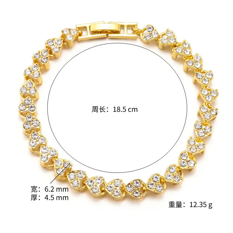 UILZ Luxus Römisch Kristall Geometrisch Kette Armbänder Für Frauen Trendy Goth Voller Strass Charm Bangles Hochzeit Schmuck Accessoires