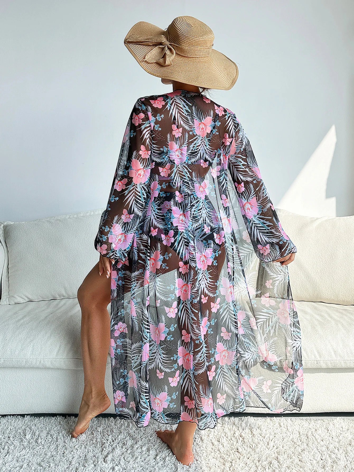 Sommer Print Schwimmanzüge: ASKATE Verbesserte Unterstützung Wire-Free Support Nylon Spandex - Dreiteilig High Waist Strand Wear Floraler Print