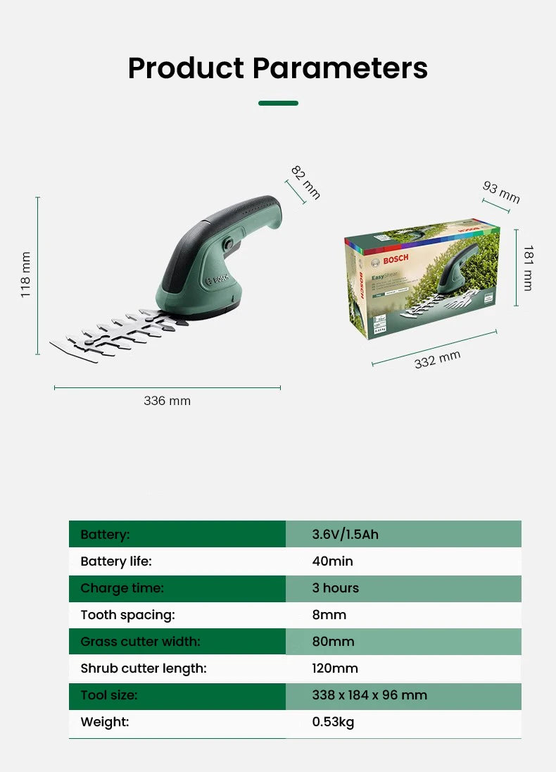 Bosch Elektrisch Hecken Trimmer 2025 - Kabellos Beschneidung Scheren Batterie - Aufladbar Scheren Hecken Schneider Gras Bonsai Strauch Garten Power Werkzeuge