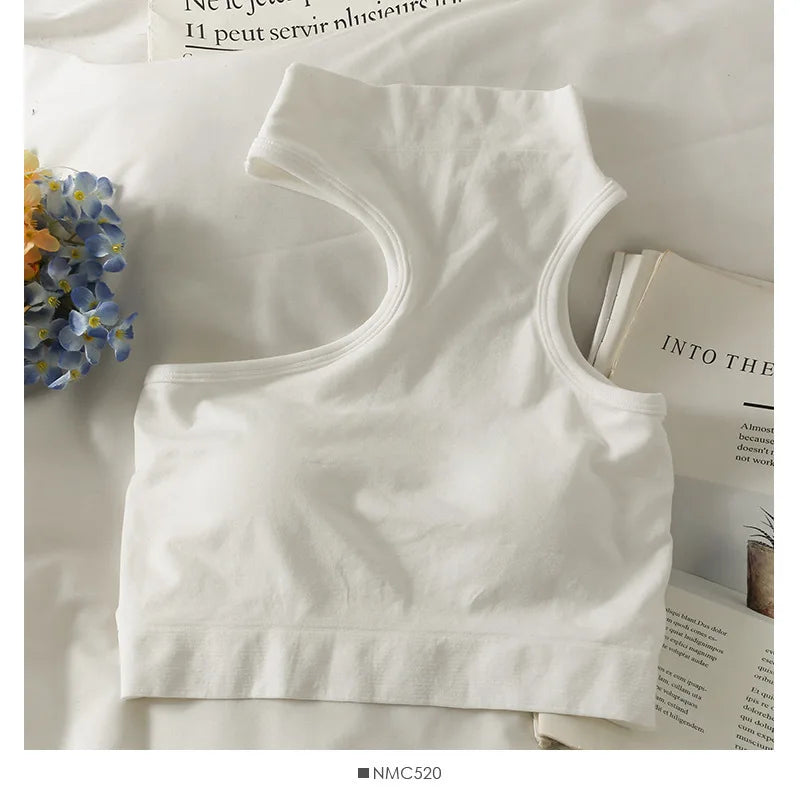 Tops for Woman Knitted Sexy Crop Tops Off Shoulder Halter Tanke Top Women Built In Bra Camis for Womens Sleeveless Hot Sale
