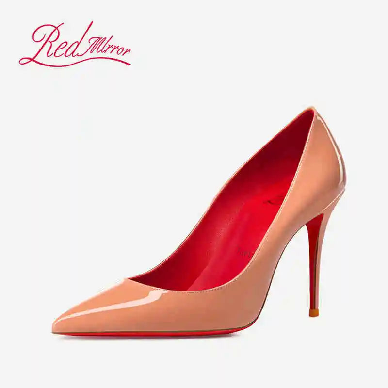 elegant woman heeled shoes 2024 trend luxury Brand Women High Heels Red Shiny Bottoms shallow Pumps Pointed Toe elegant Women 12cm