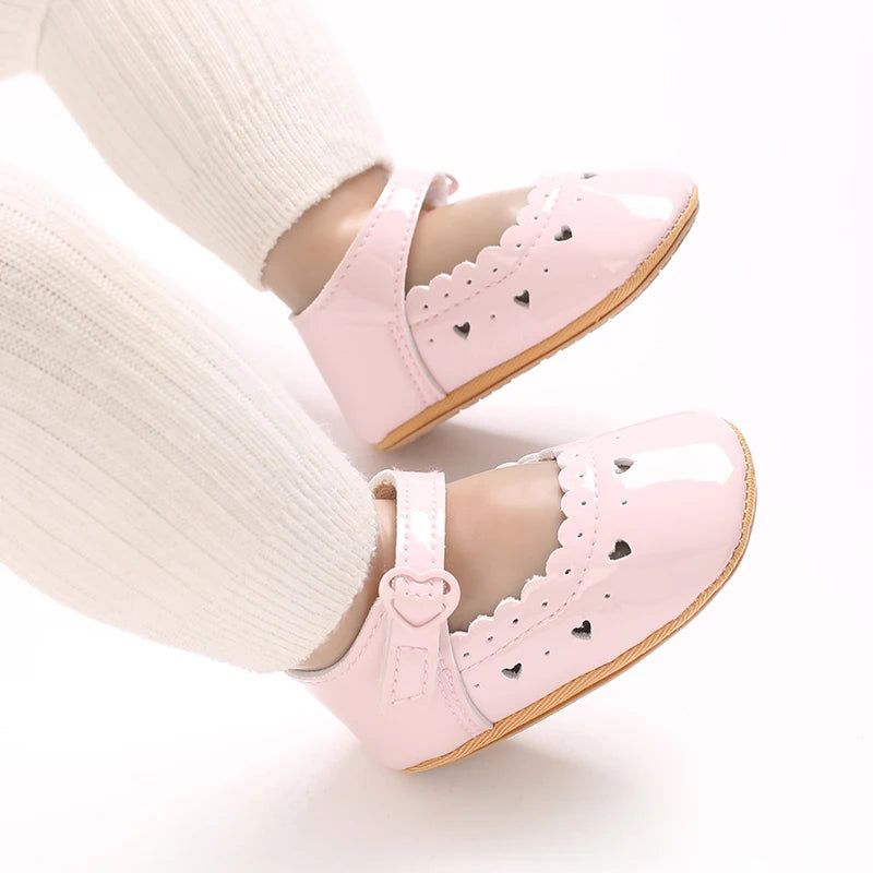 Einfarbige Baby Mädchen Mary Jane Schuhe 2025 - Weiche Gummisohle Anti-Rutsch - Frühling Herbst Prinzessin Schuhe 0-18M