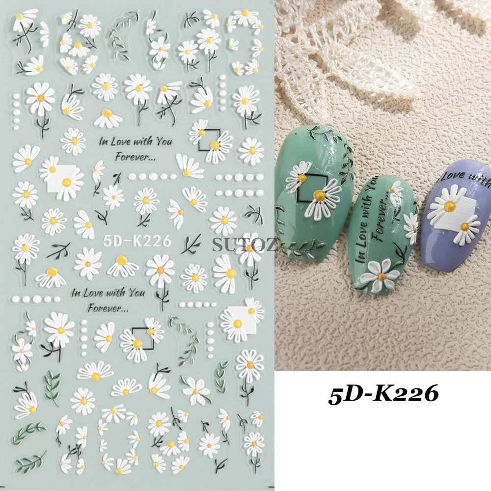 GL5D-K256 5D Sonnenblumen Nagelsticker - Herbstdesign Prägung