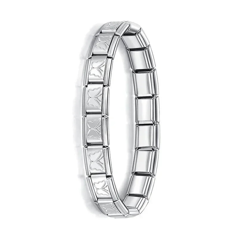 Hapiship Neue Damen Schmuck 9mm Breite Italienisch Elastisch Anhänger Armband Mode Edelstahl Armreif ST-