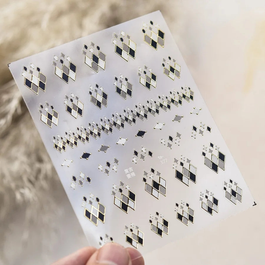 Autocolante pentru unghii RhstoeChoice 5D cu margine aurie - inimă, lună, stea