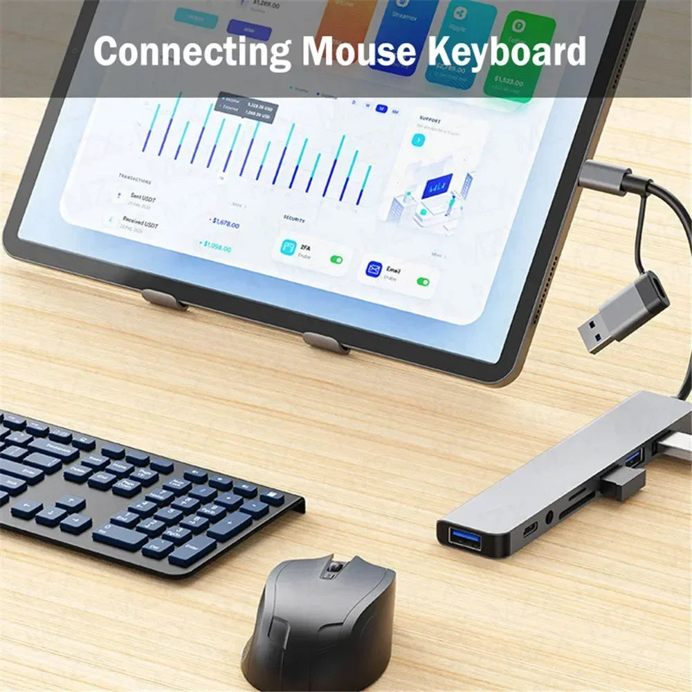 FEIWIMI USB C Hub Docking - 8 Ports 5Gbps USB 3.0 OTG