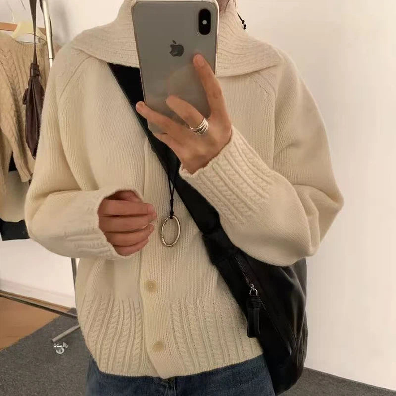 Cardigan coreean Luna - Bumbac, Mărimi S-XL, Lung