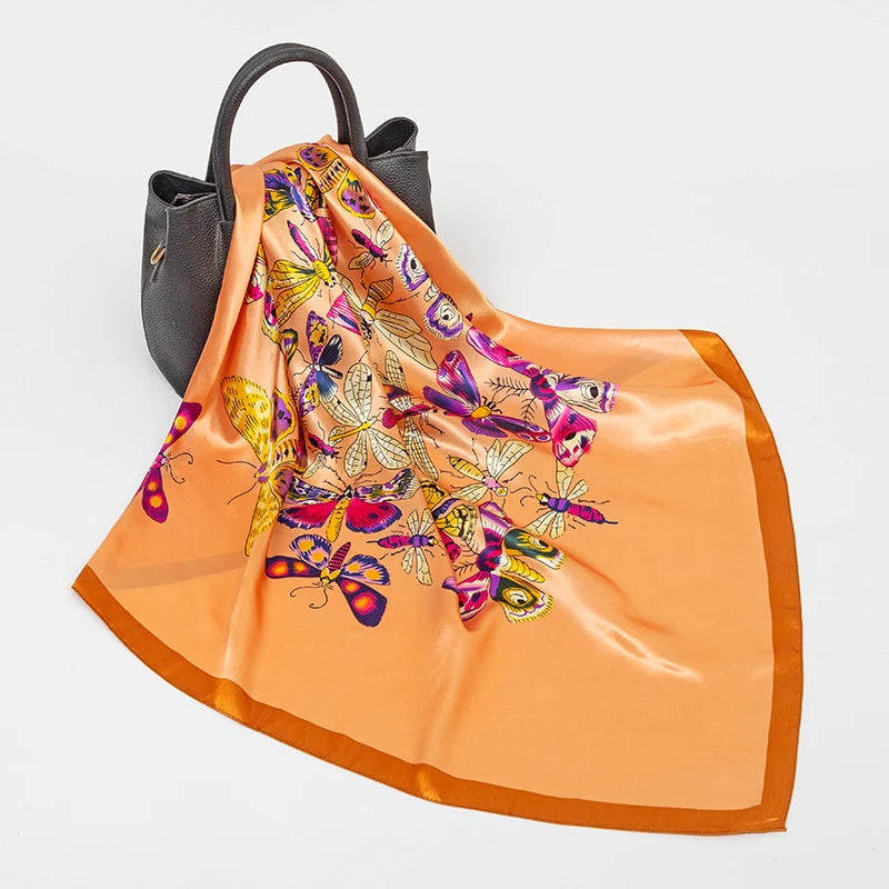 SENAIFE Satin-Schal Elegant - 90x90cm Polyester Leicht