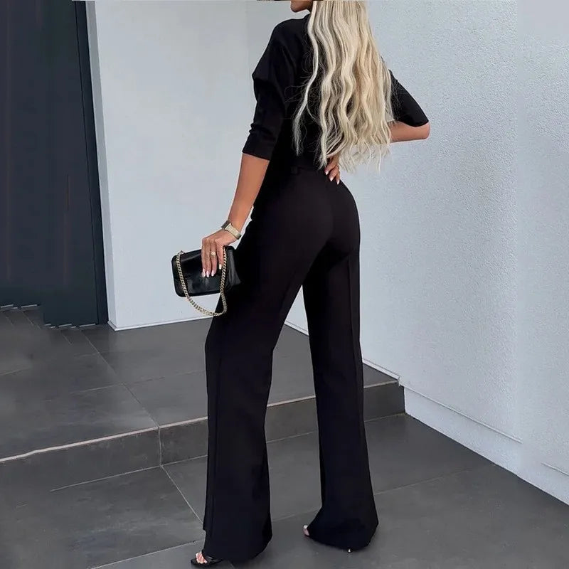 Elegant 2 Piece Sets Women Outfit Trend 2024 Autumn Casual Long Sleeve T-shirt Crop Tops And Pant Sets Office Lady Suits