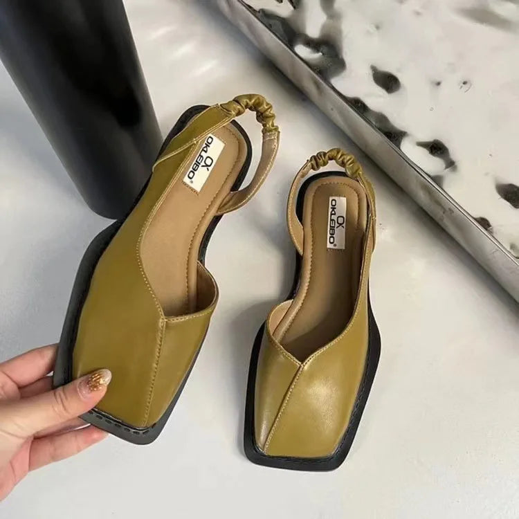 Women Sandals Elegant Square Toe Flat Shoes for Women Fashion Low Heels Sandals Brand Designer Women Party Shoes Sandalias Mujer