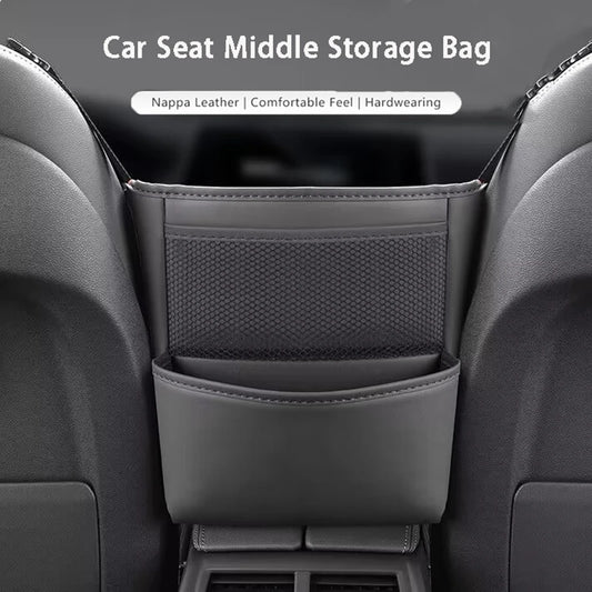 Car Seat Middle Storage Bag PU Leather Car Armrest Hanging Organizer Multifunction Handbag Holder Net Pocket Cup Tissue Storage