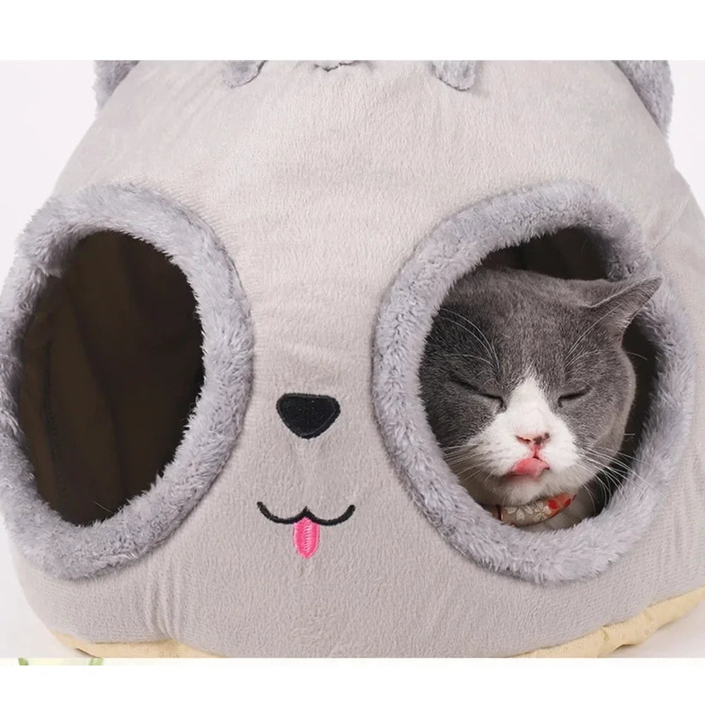 Pet House for Small Dog Removable Cat Bed House Semi-Enclosed Pet Dog Cat Nest Winter Warm Soft Pet Cave Kennel Deep Sleep Pad