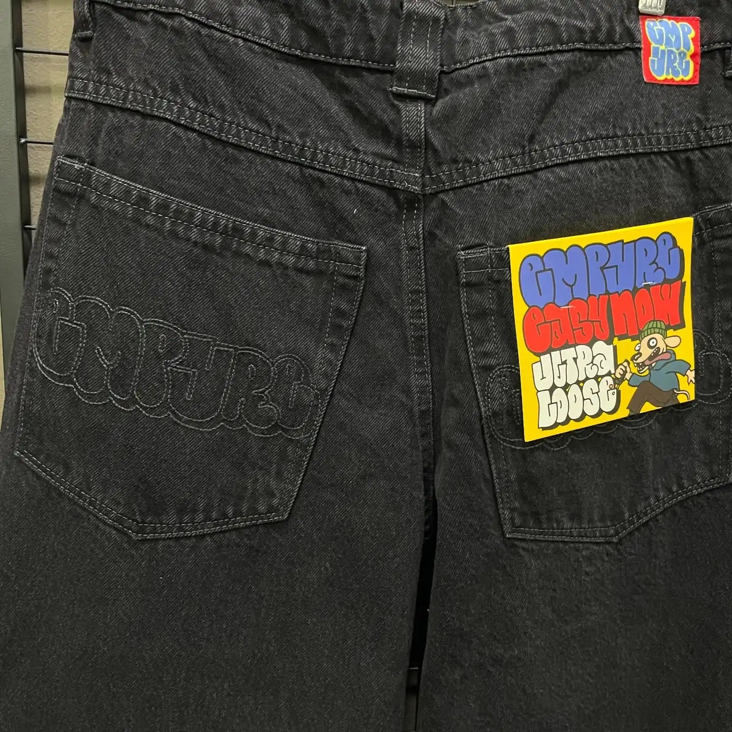 Jeans Y2k Pants Black Jeans Wide Leg Men Retro Loose Fashion Trendy Pants Hip-Hop Streetwear Y2k American Street Casual Jeans