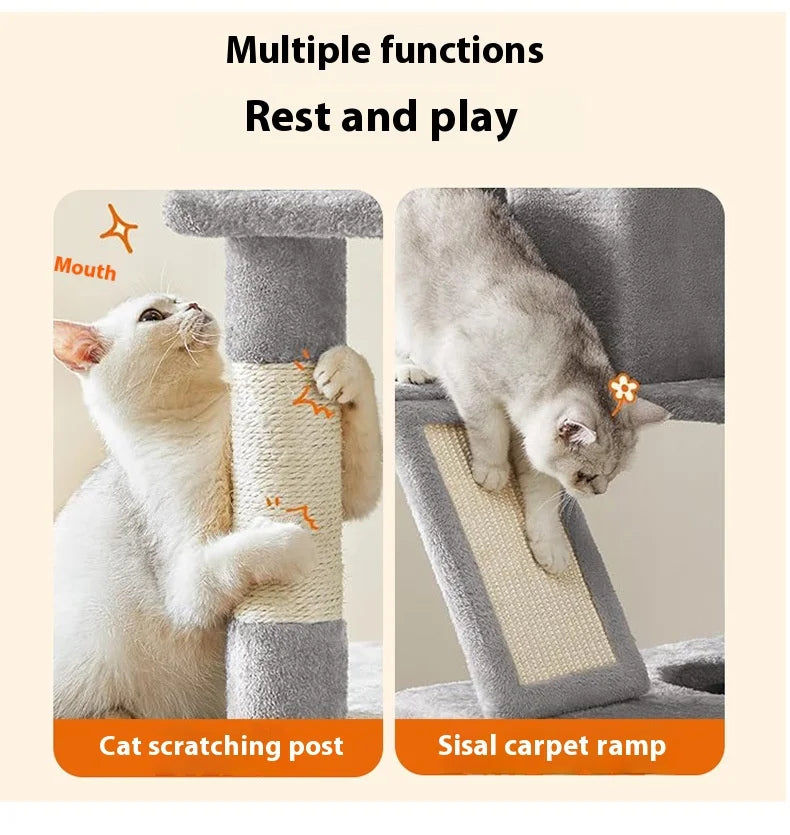 Large Cat Tree Tall Cat Tower for Indoor Cats Multi-Level Plush Cat Condo with Scratching Posts Scratching Boards Perches Caves