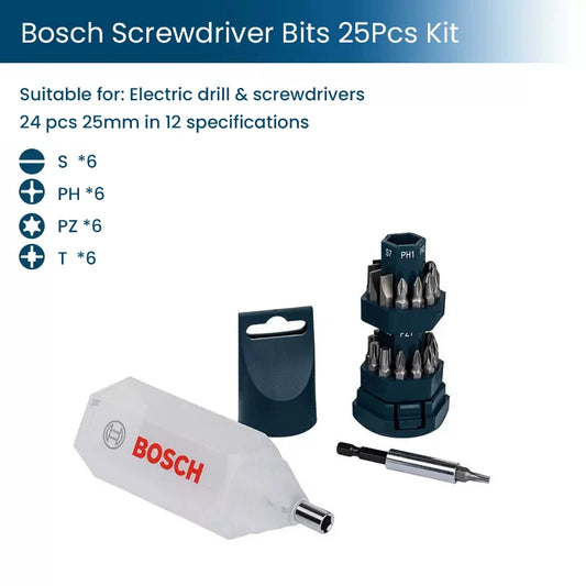 Schraubendreher-Bits 2025: Bosch 25Stk Elektrisch Schraubendreher Bits Legierung Stahl 25mm Durchmesser Kit Kombination Set Möbel Montage Spielzeug Demontage Collection
