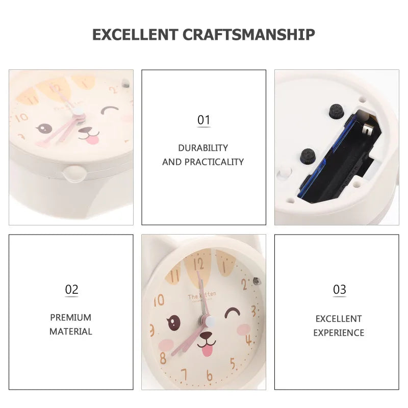 Clock Alarm Light Kids Night Bunny Travel Cute Table Desk Kitten Clocks Portable 12 S Bedroom Ages Lovely Aesthetic