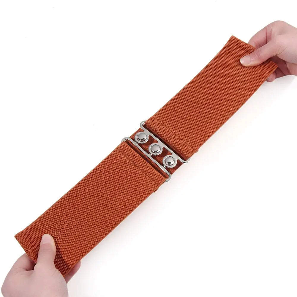 Women Fashion Wide Elastic Belt Metal Buckle Cinch Waistband Ladies Dress Waist Band Fashion Accessory