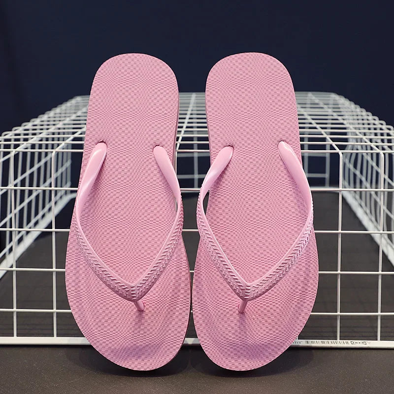 Women Summer Slippers Solid Beach Flip Flops Anti-slip Slipper Casual Shoes Home Shoes Women Simple Comfortable Beach Shoe