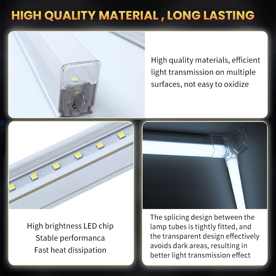 Lampă de tavan hexagonală pentru frizerie, garaj auto, tub LED 6500k, pentru sală de sport, bar, salon de coafură, bibliotecă, atelier, reparații caroserie auto