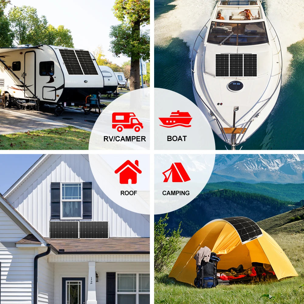 Panouri solare flexibile DOKIO 18V 200W 2PCS 100W impermeabile panou solar monocristalin pentru camping RV încărcare acasă 12V DFSP-100M