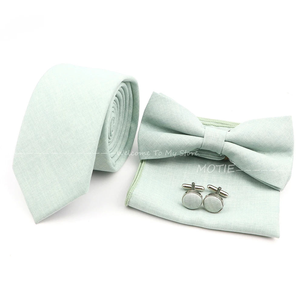 Set de accesorii bărbătești cu design nou, 27 de culori: batistă clasică din bumbac, butoni, papion pentru nuntă, petrecere, cadouri