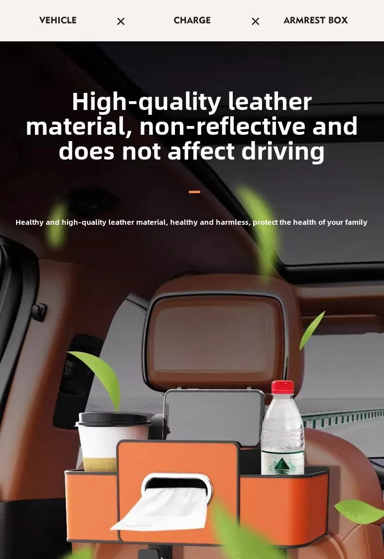 Scaun auto spate banchetă piele multifuncțională cutie de depozitare cutie de șervețele auto geantă de depozitare suport pentru pahare de apă cu cârlig cutie de depozitare